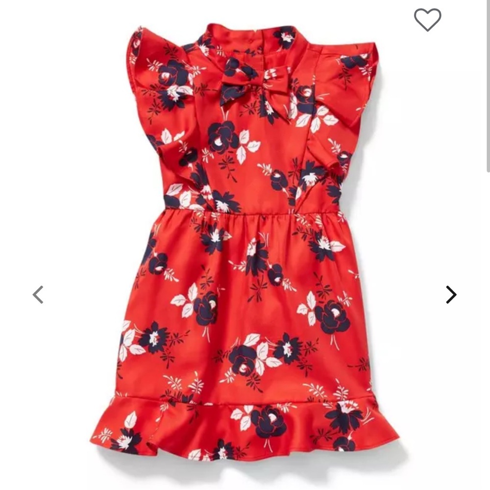 Janie and Jack Dress cherry red floral EUC size 18-24 silk ruffle dress